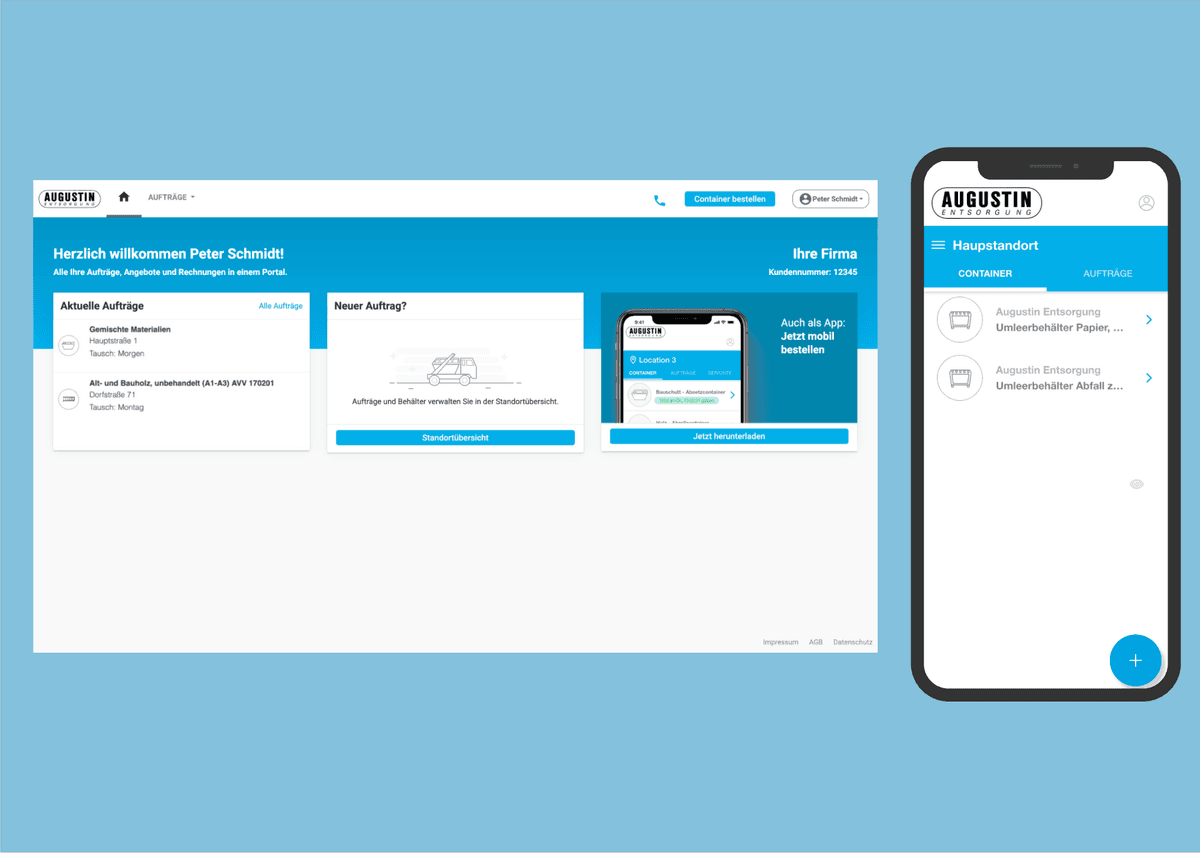 Augustin Entsorgung App und Portal
